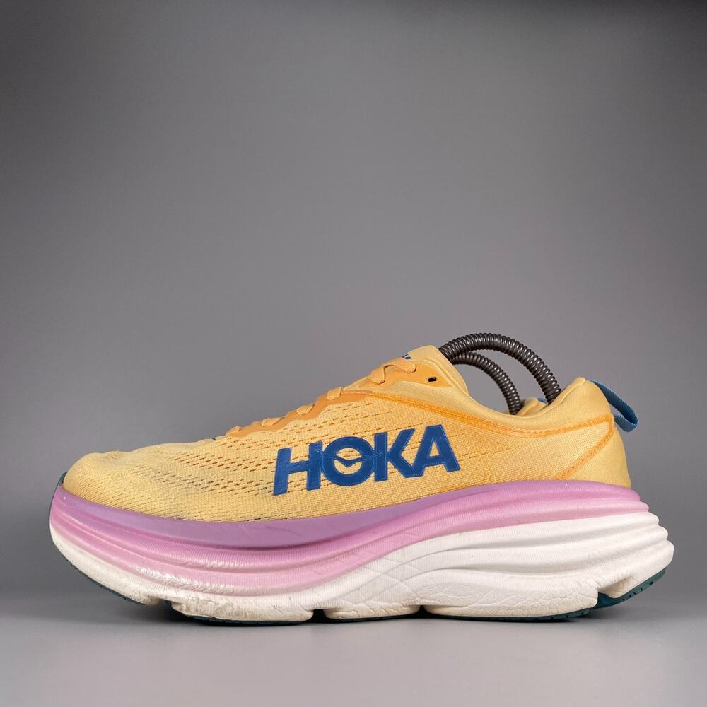 Hoka One One Bondi Women's 10 B Yellow Purple Blue Running Sneaker Athletic Shoe